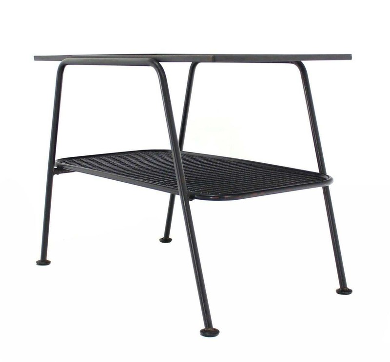 Mid-Century Modern c1950s Bent Tube Two Tier Wicker Shelf Side End Table MINT gallery