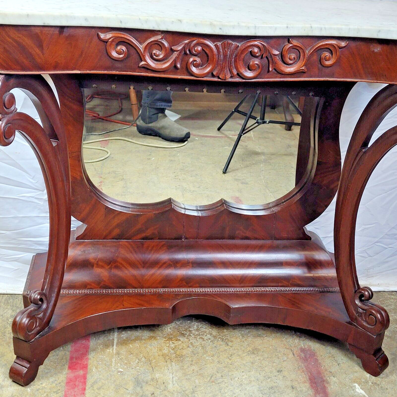 CONSOLE AMERICAN EMPIRE EARLY VICTORIAN CONSOLE MARBLE TOP gallery