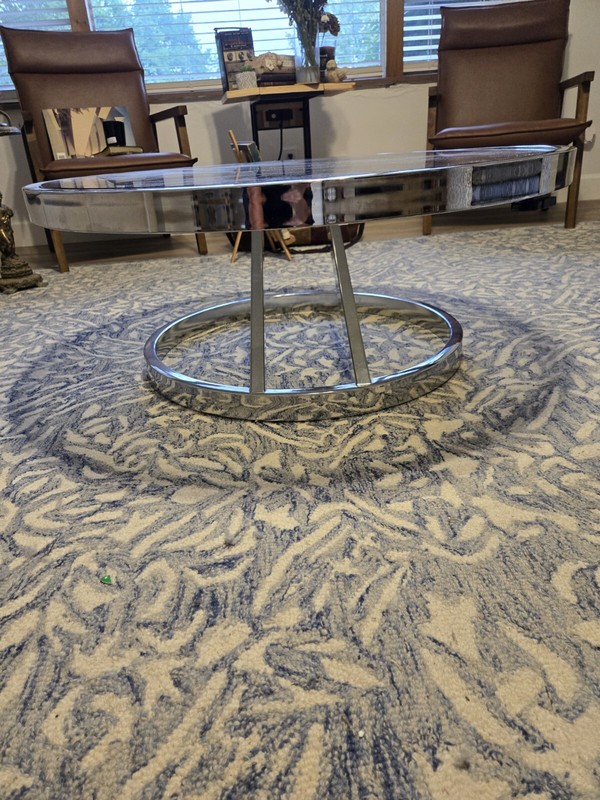 Milo Baughman Zig Zag Coffee table Mid Century Modern Original smoked glass gallery