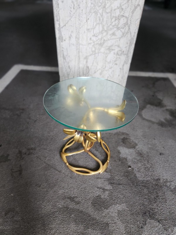 1970's Gilt Aluminum Poppy Table gallery