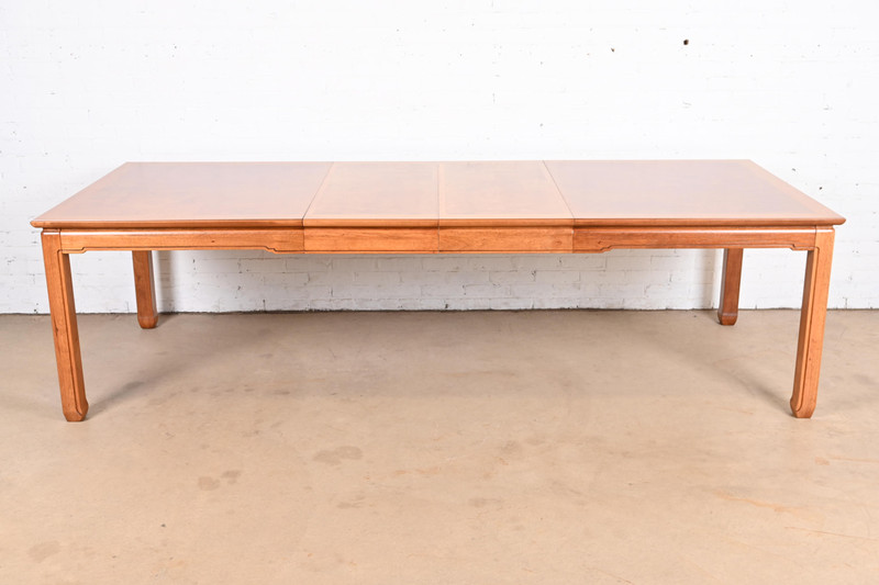Henredon Mid-Century Burl Wood Extension Dining Table, Newly Refinished gallery