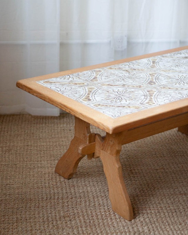 Danish Modern Henning Kjaernulf Style Oak and Tile Coffee Table gallery