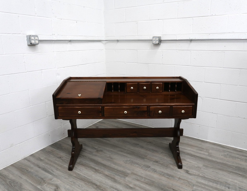 Ethan Allen Old Tavern Antiqued Pine Trestle Desk # 12-9506 gallery