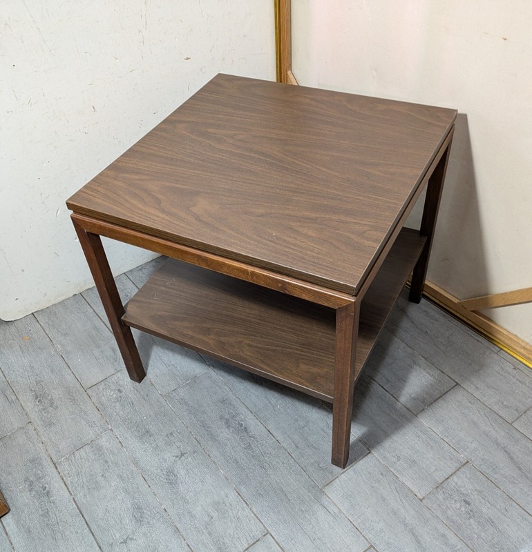Vintage Alma Mid Century Modern Formica & Wood 2-Tier End Table