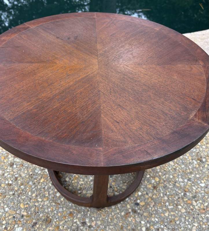 Vintage MCM Mid Century Modern Lane Rhythm Round Drum Side Table 21” gallery