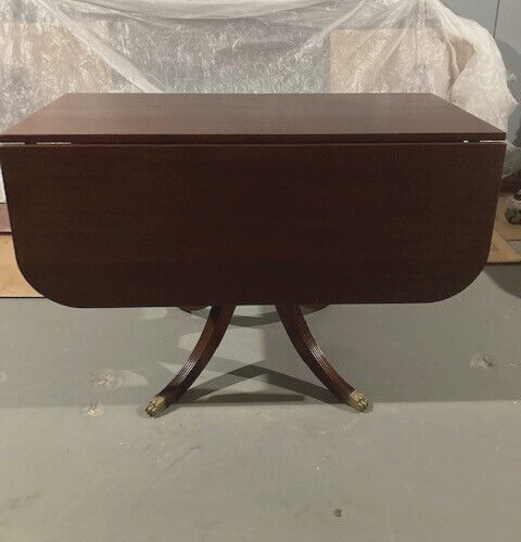 VTG 1930’S CHARAK FURN. CO. MAHOGANY “DANBURY” DROP LEAF TABLE – ORIG. FAM. OWNR