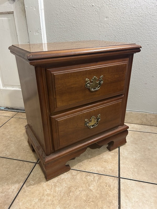 Vintage Maple Night Stand End Table w/ 2 Drawers gallery