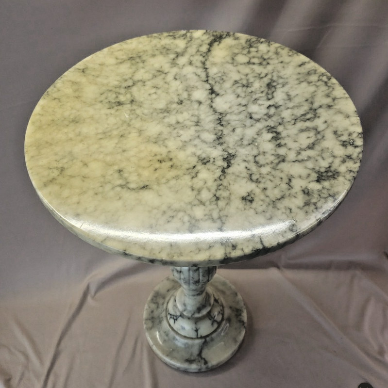 Made in Italy Marble Alabaster Top, Column and Pedestal Table Plant Stand gallery