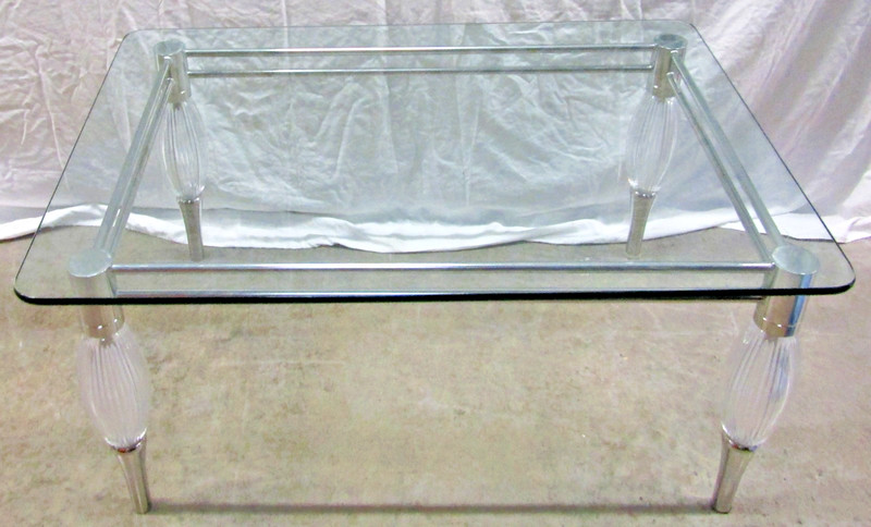 Mid-Century Modern Chrome with Limerick Crystal Legs Glass Top Coffee Table gallery