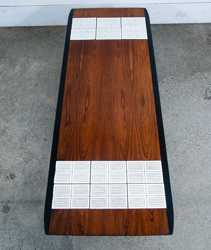 Mid Century Modern Coffee Table Lane Cosmopolitan Surfboard Tile Rosewood Wood gallery