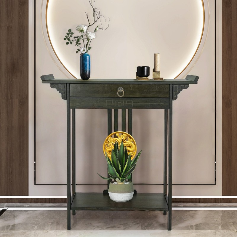 China Style Console Table Vintage Hall Furniture Chic Shelf Drawer End Stand gallery