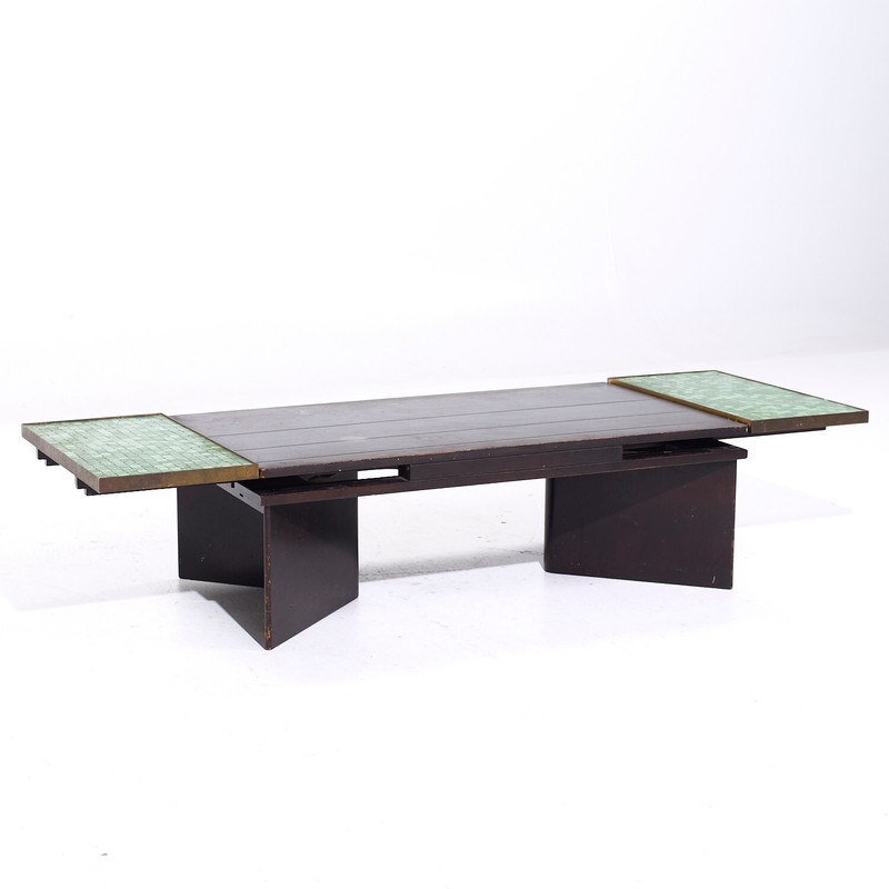Edward Wormley for Dunbar #5427 Mahogany, Brass & Murano Glass Tile Coffee Table