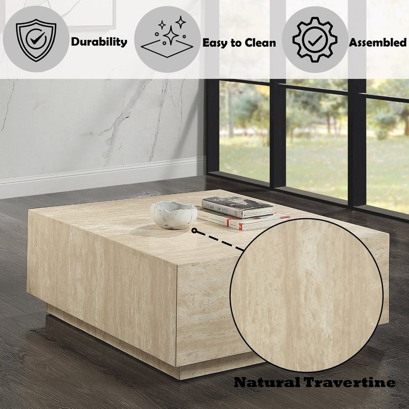 Deon Coffee Table w/Natrual Marble Top Beige Natrual Marble gallery