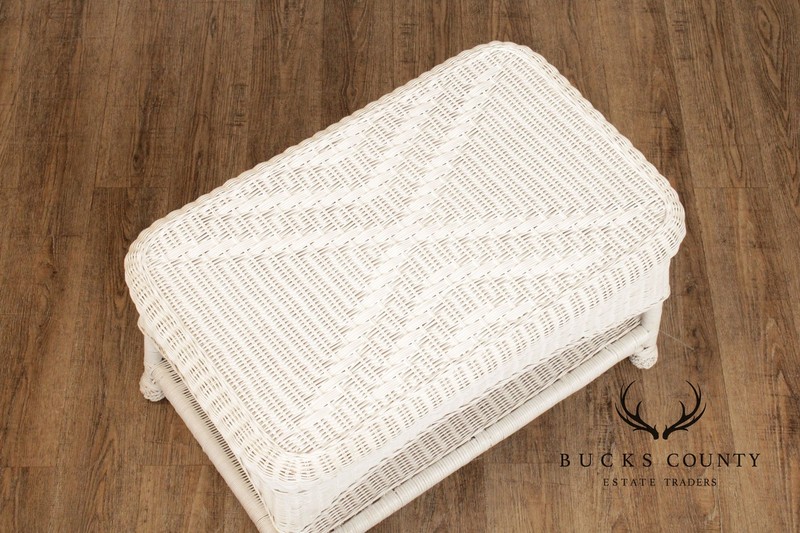 White Wicker Glass Top Coffee Table gallery
