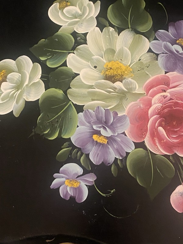Estate Hand Painted Large Tole Tray Table gallery