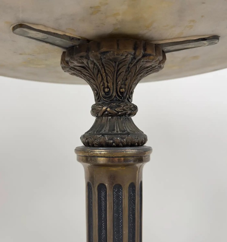 Italian Hollywood Regency Round Marble Brass & Bronze Base Wine Table or Stand gallery