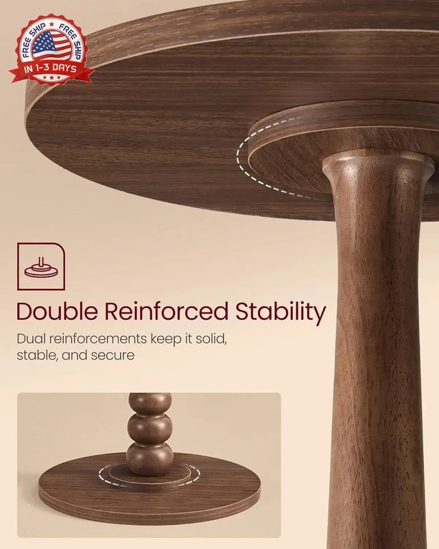 Round Side Table Solid Wood Accent Nightstand 11.8 for Living Room Bedroom gallery