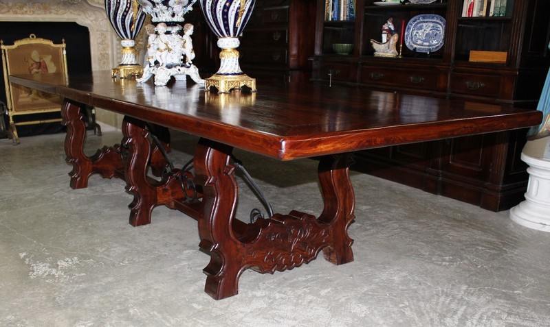 Exceptional Antique Style Hardwood 12' x 46" x 2" thick Dining/Conference Table gallery