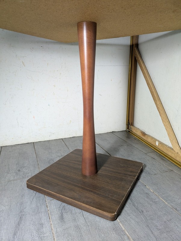 Vintage Mid Century Modern Chess Checkers Game Board Pedestal Table Wood K89 gallery