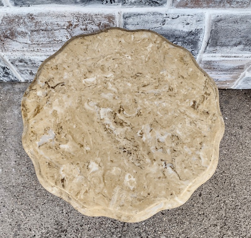 Vintage Carter/Glenn Gold Faux Stone Hollywood Regency Scalloped Round End Table gallery