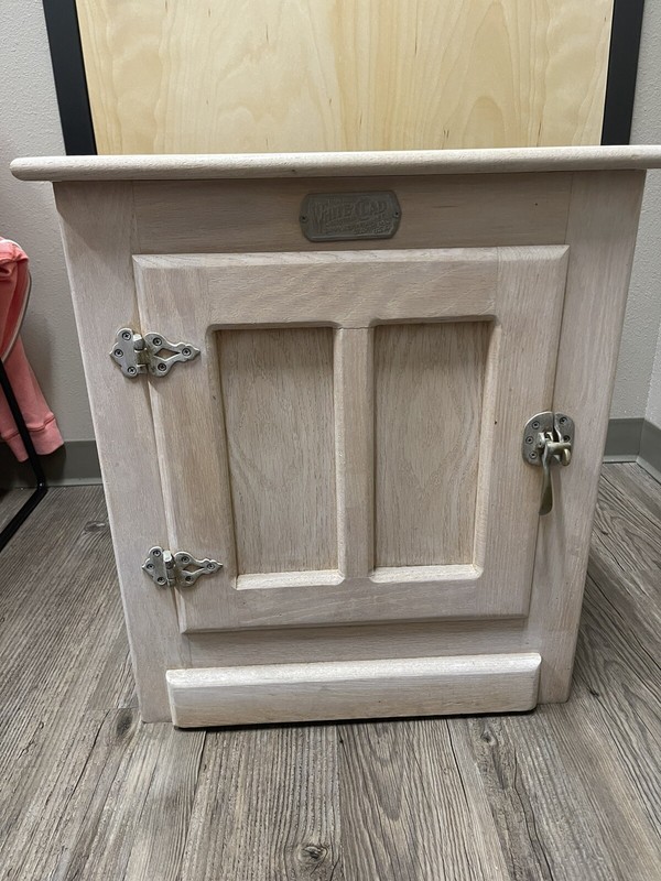 vintage white clad ice box
