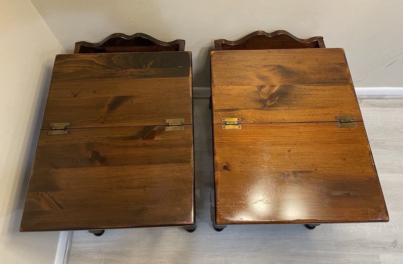 Vintage Ethan Allen Old Tavern Pine Dough Box End Tables Set of 2 MCM Rare HTF gallery