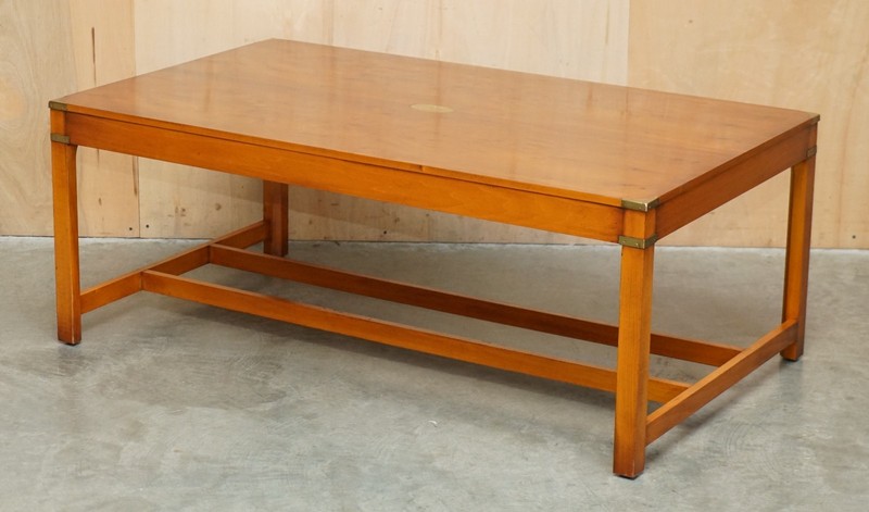 FULLY RESTORED FRENCH POLISHED HARRODS KENNEDY MILITARY CAMPAIGN COFFEE TABLE gallery