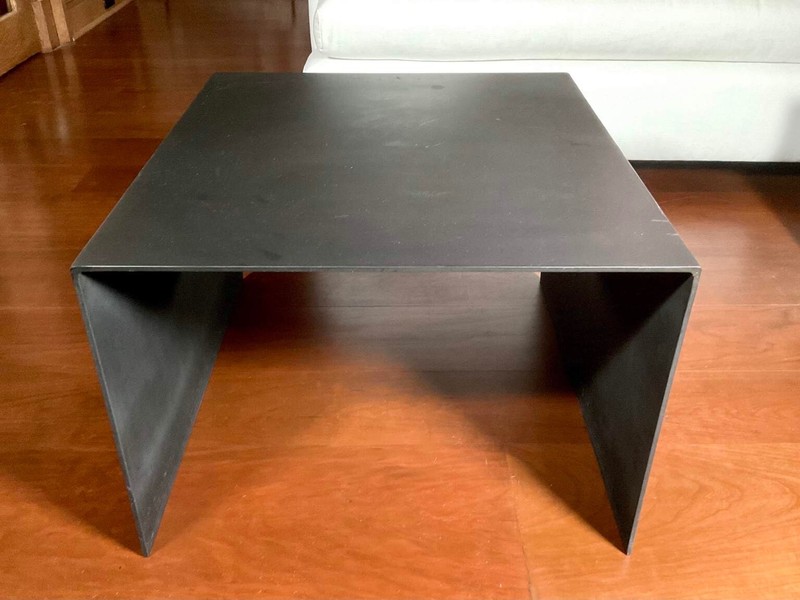 Vintage Modernist Style Square Raw Steel Side Table