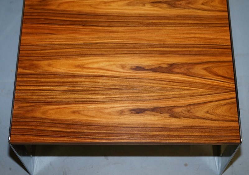 LARGE CIRCA 1960'S MERROW ASSOCIATES ROSEWOOD & CHROME NEST OF TABLES GREAT SIZE gallery