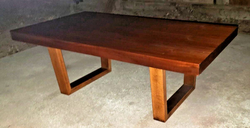 Mid-Century Modern Long Rectangular Walnut Coffee Table Vintage gallery