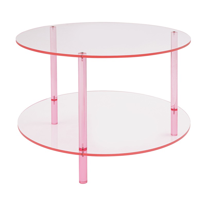 Modern Round Pink Acrylic Coffee Table, Modern Coffee Table, 2-tier Coffee Table gallery