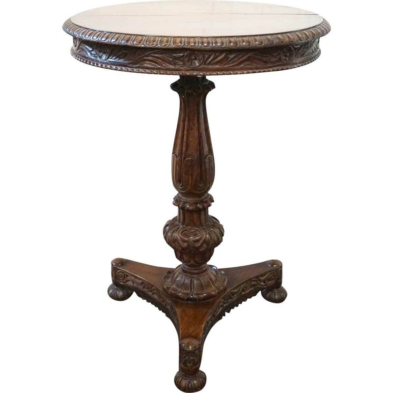 Antique Anglo Indian William IV Style Rosewood Round Tilt-top Side Table c. 1840