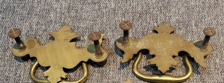 Antique set of 2 Chippendale Brass Batwing Pull/Hardware/Knob Ethan Allen gallery