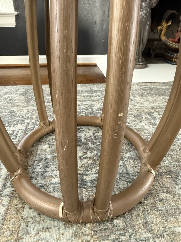 Vintage McGuire Rattan Drum Side Table or Stool gallery