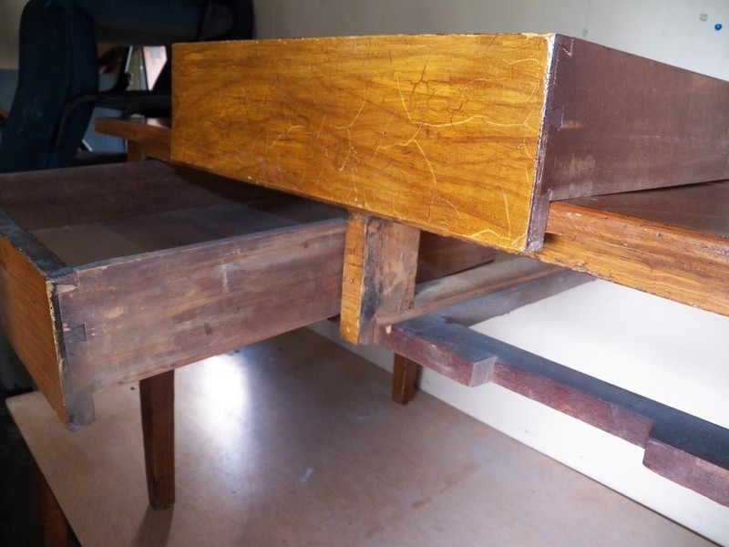 Antique Grain Painted 2 Drawer Kitchen work table Farm dining Old Finish island gallery