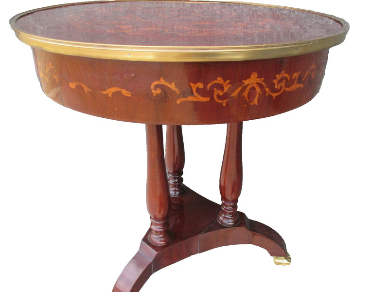 62616 Neoclassical Inlaid and Bronze Lamp Table Stand gallery