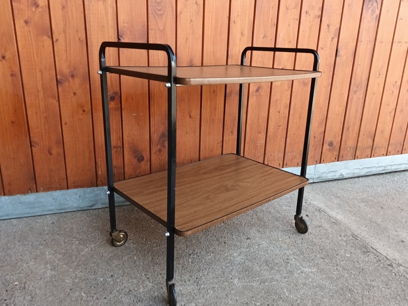 Serving Cart Tea Cart Walnut 60s Table Side Table Mid Century Bar 50s 4