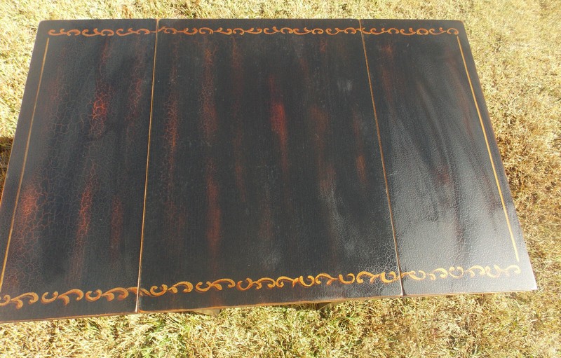 Black Hand Painted Crackle Finish Dropleaf End Table / Side Table (ET412) gallery