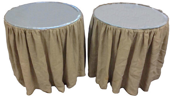 Farmhouse Linen Tables Rustic Wedding Skirted Display Tables Nightstands