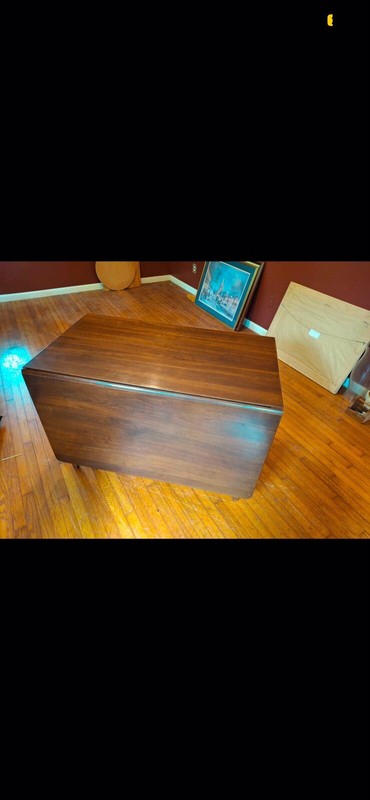 AUTHENTIC MCM KINDEL GRAND RAPIDS WALNUT DINNING FOLD DOWN TABLE / GATE LEGS gallery