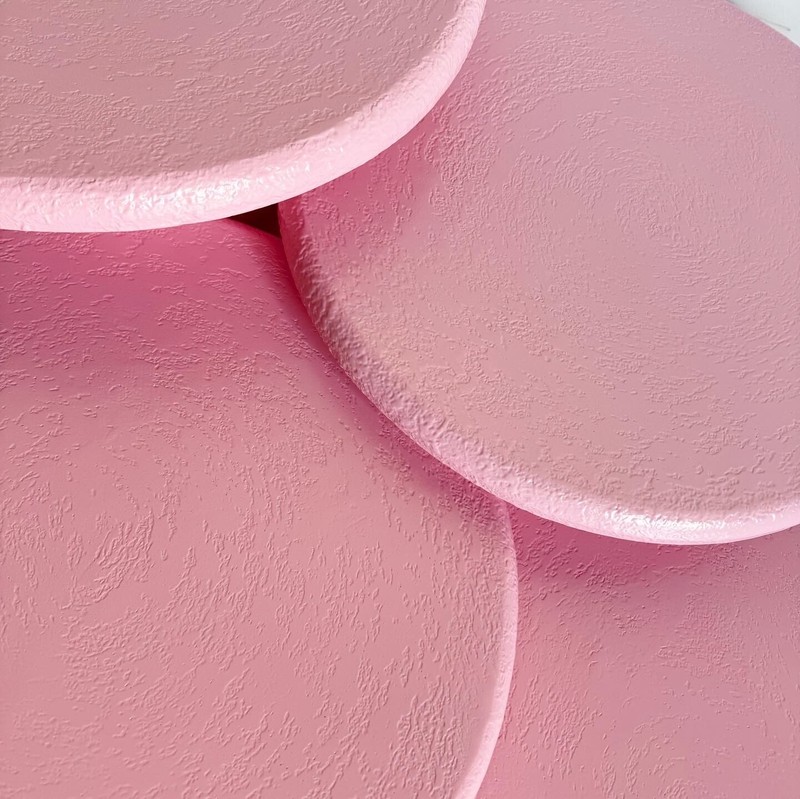 Postmodern Pink Textures Circular Mushroom Nesting Tables - Set of 4 gallery