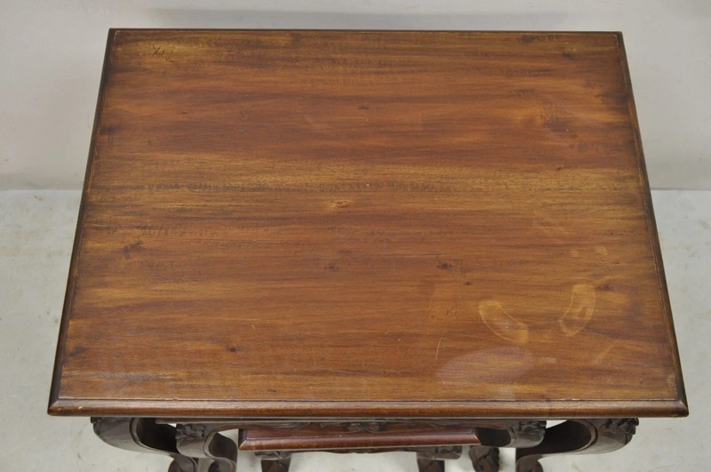 Vintage French Rococo Baroque Style Mahogany Nesting Side Tables - Set of 3 gallery