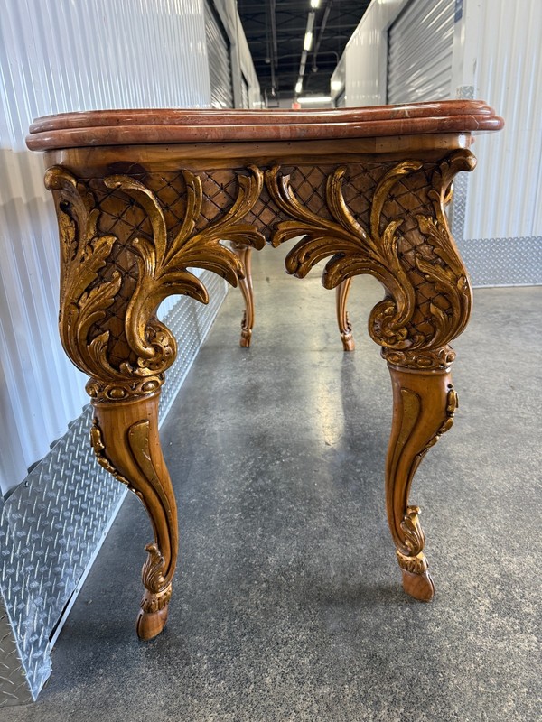 LARGE WILLIAM SWITZER LOUIS 16TH STYLE CONSOLE TABLE WITH MARBLE TOP gallery