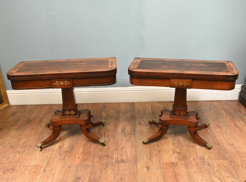Period Regency Card Tables Games Brass Inlay 1810 gallery