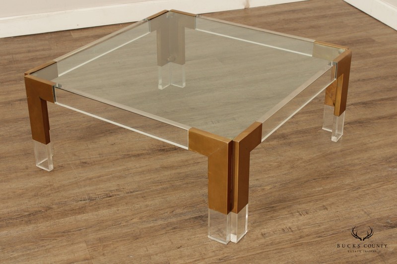 Contemporary Style Square Glass Lucite Square Coffee Table gallery