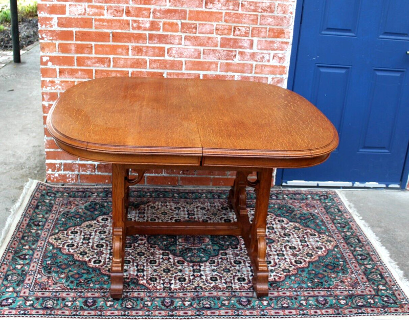 French Antique Oak Art Nouveau Kitchen Table Circa 1895 gallery