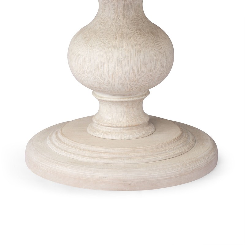 Maven Lane Zola Traditional Round Wooden Dining Table in Antiqued White Finish gallery