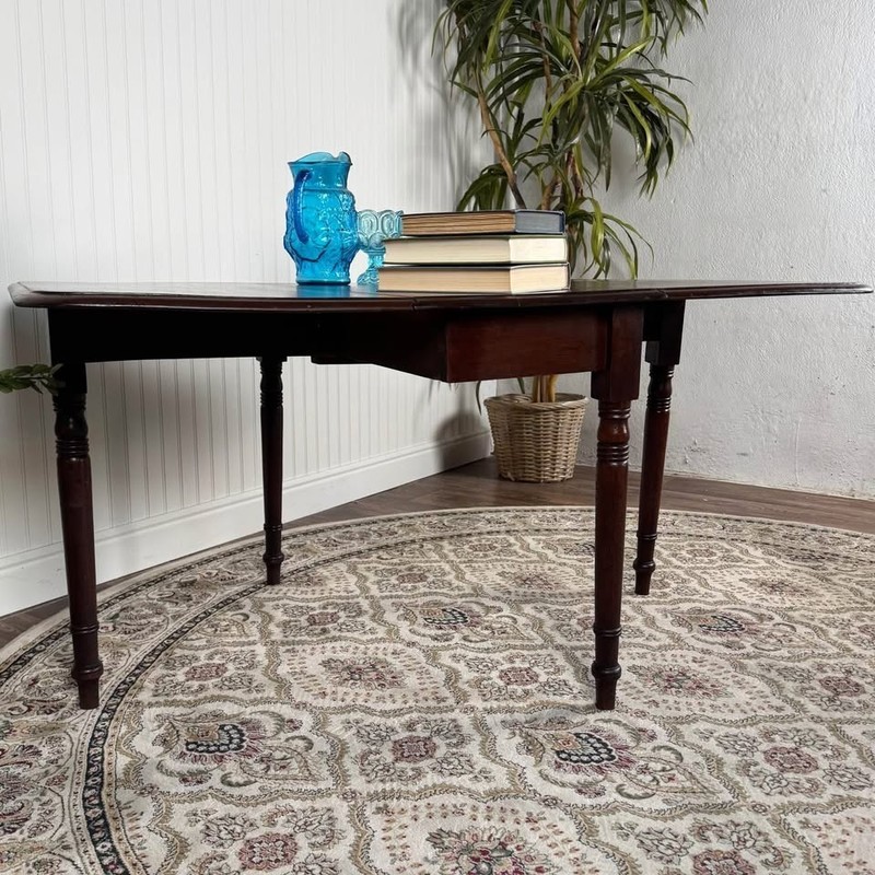 Antique Mahogany Drop-Leaf Table / Compact Dining, Writing, or Console Table gallery