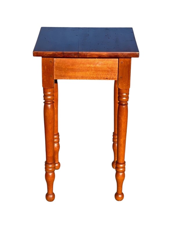 Antique Sheraton New England Cherry Bedside Table / Nightstand with Ball Feet gallery