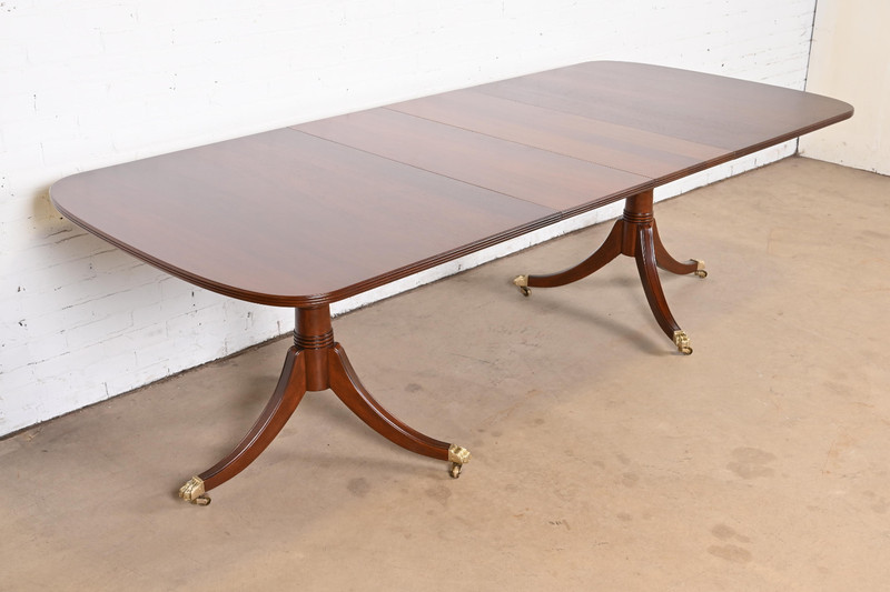 Stickley Georgian Mahogany Double Pedestal Extension Dining Table, Refinished gallery